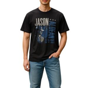 JASON ALDEAN Ride All Night 2019 Concert Tee Black Graphic Short Sleeve Size M
